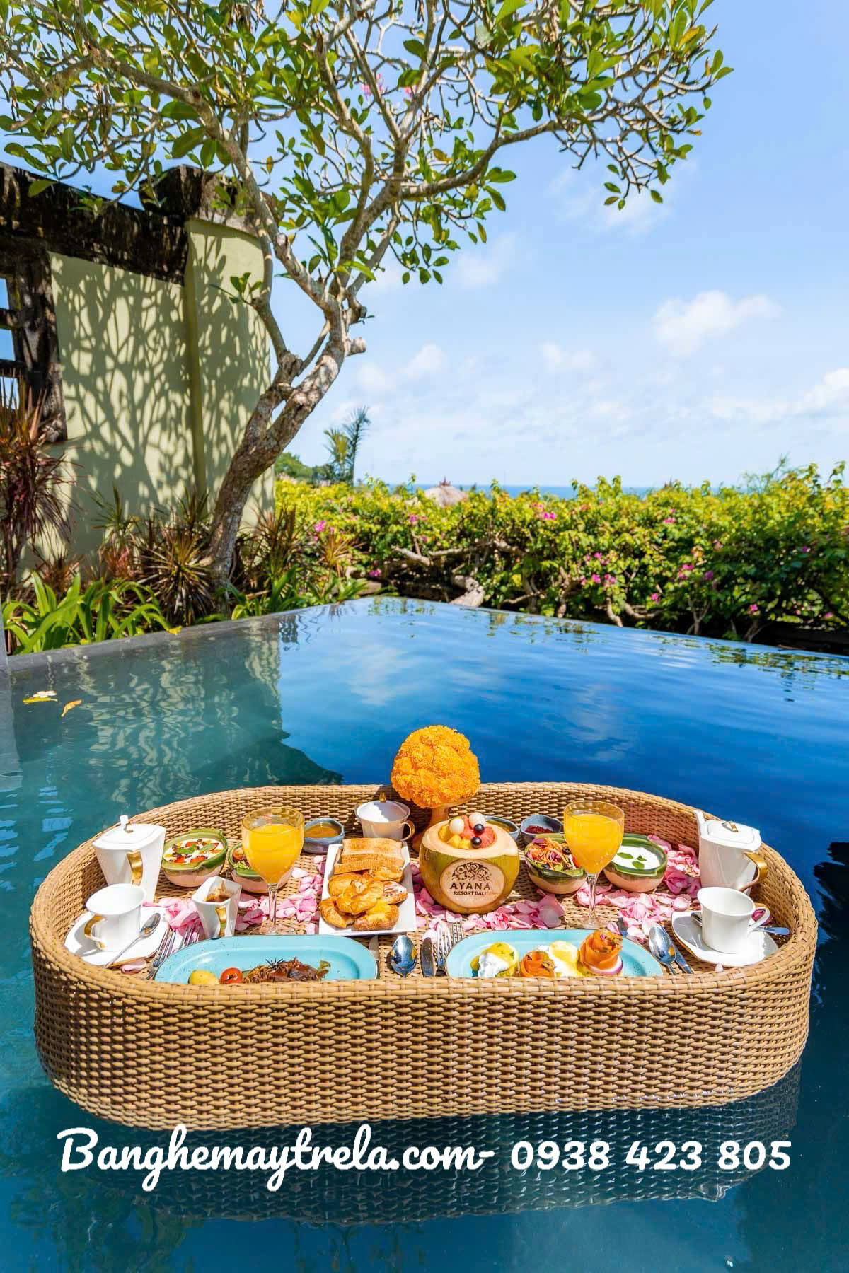 Khay mây nhựa hồ bơi